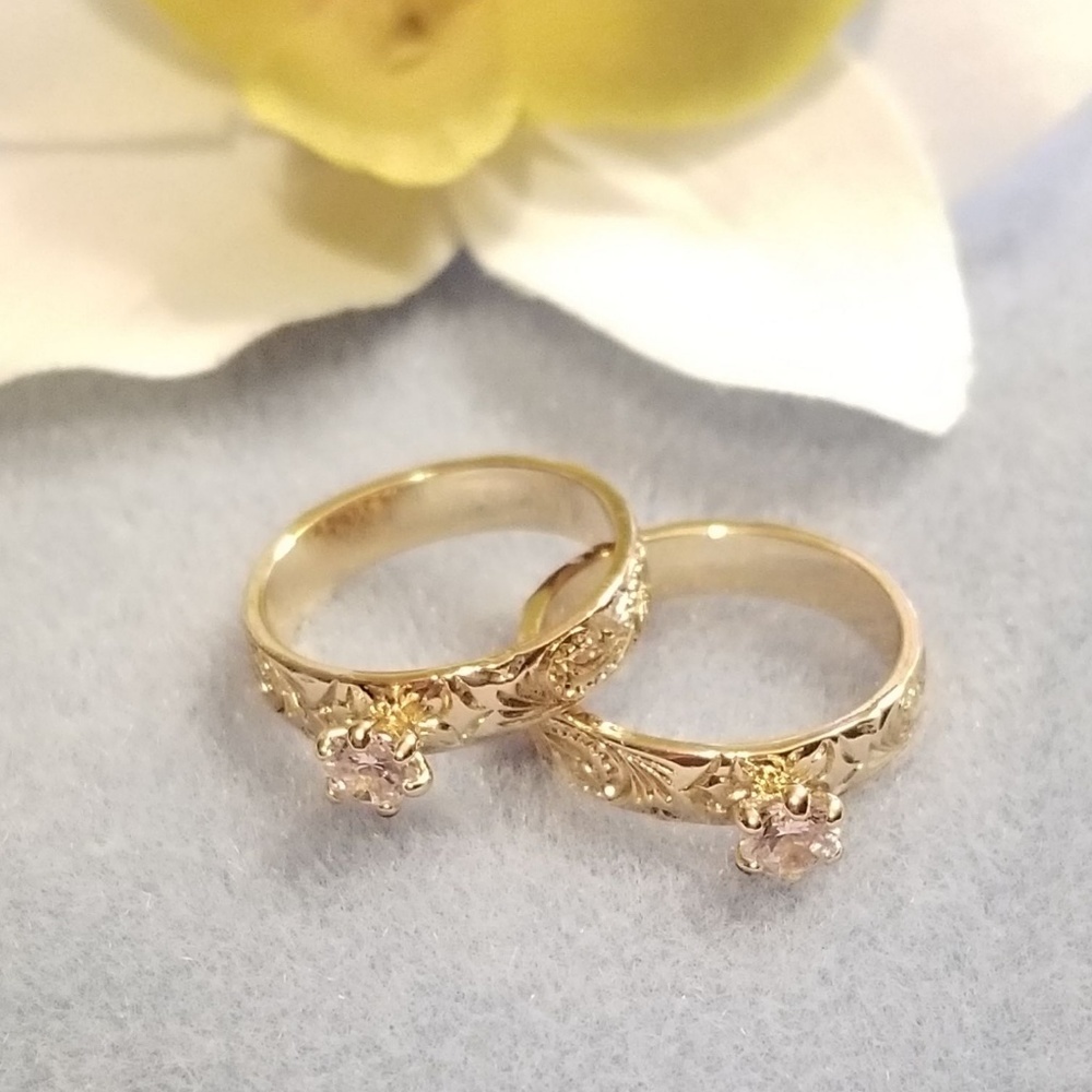 Gold Hawaiian band CZ ring